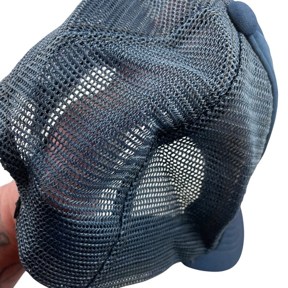 Vintage Snap-back Trucker Cap Hat Mesh Back Tractor Inn Heavy Patina Blue Boho - Picture 6 of 9